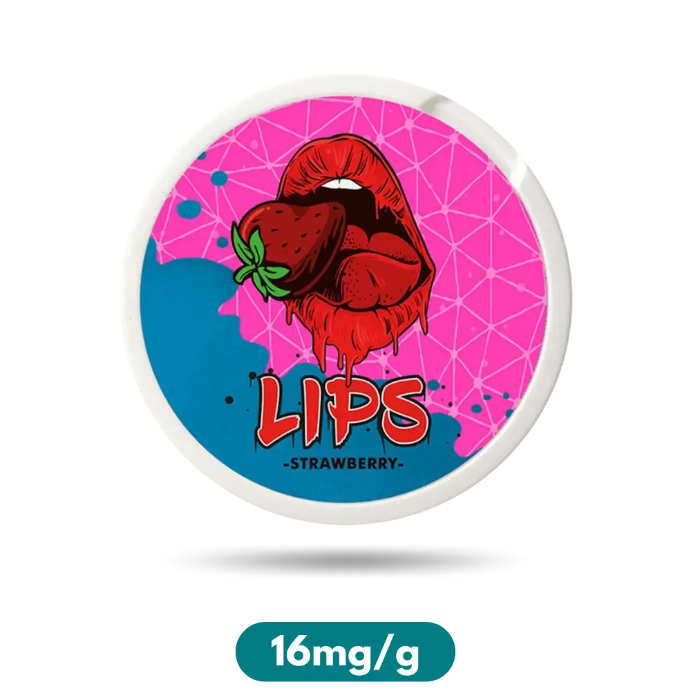 Lips Strawberry Slim Nicotine Pouches Snus 16mg/g