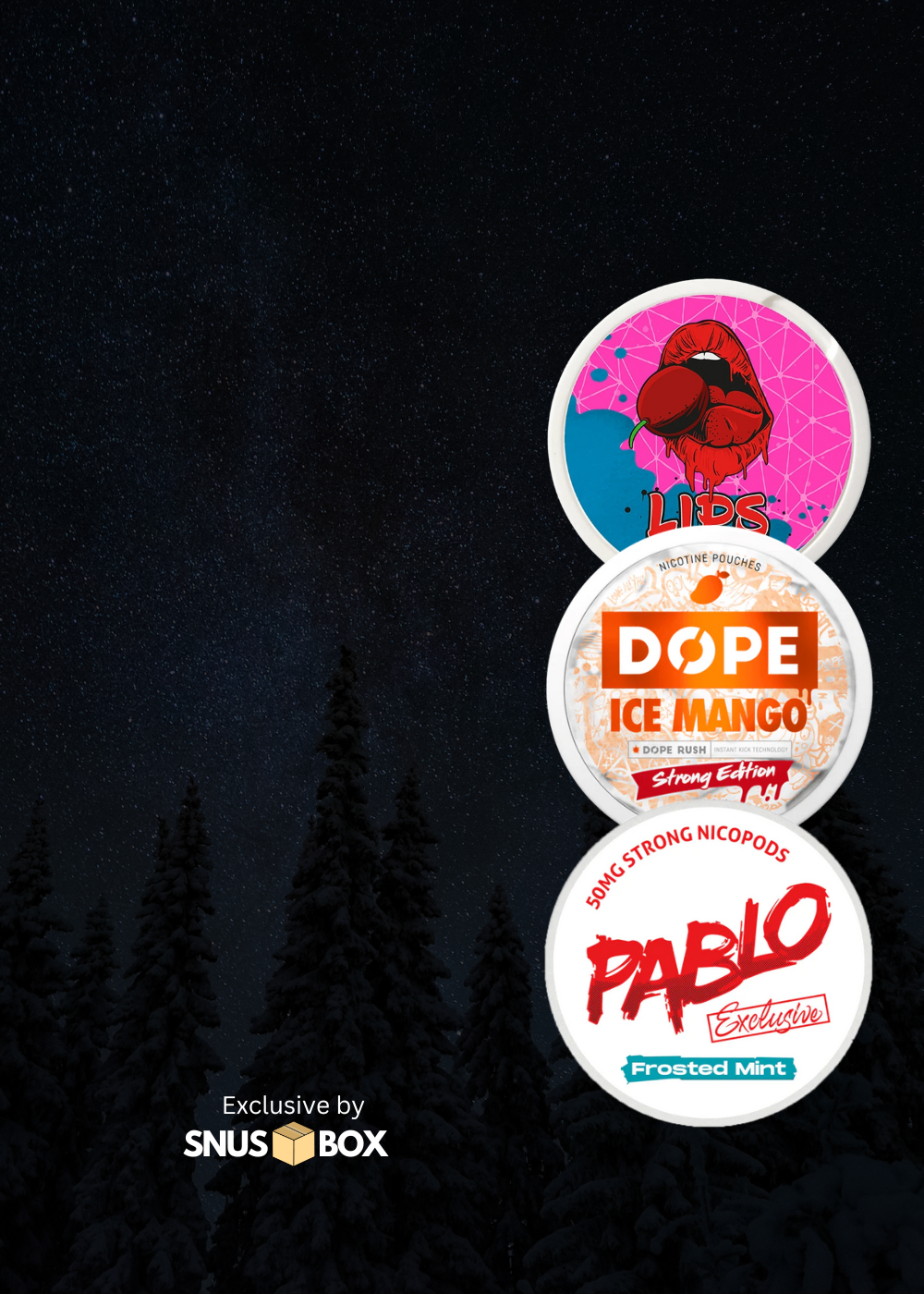 Flash Sale exklusive by Snusbox Lips, Dope Pablo Slim Snus und Nikotinbeutel