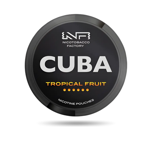 Cuba Black Tropical Fruit Snus Dose mit 20 Portionen und 66 mg/g Nikotin