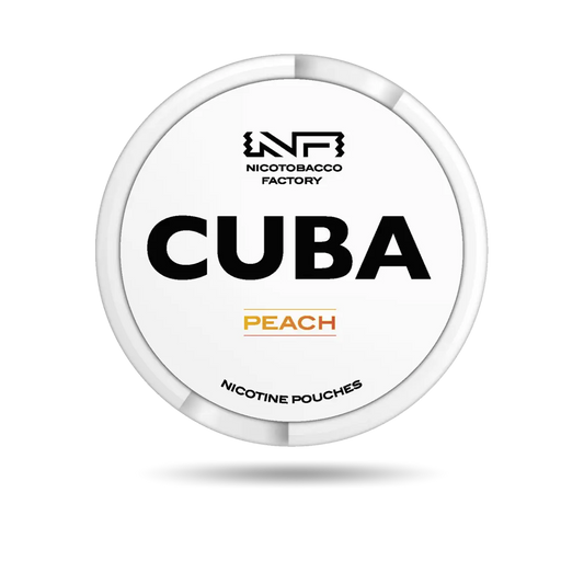 Cuba White Peach Snus Dose mit 20 Portionen und 16 mg/g Nikotin