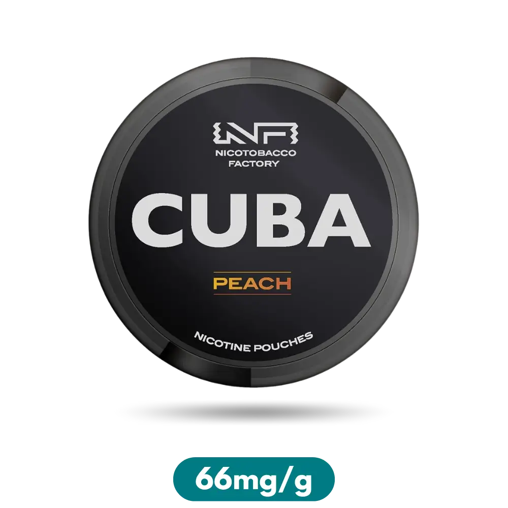 Cuba Black Peach Slim Nicotine Pouches Snus 66mg/g