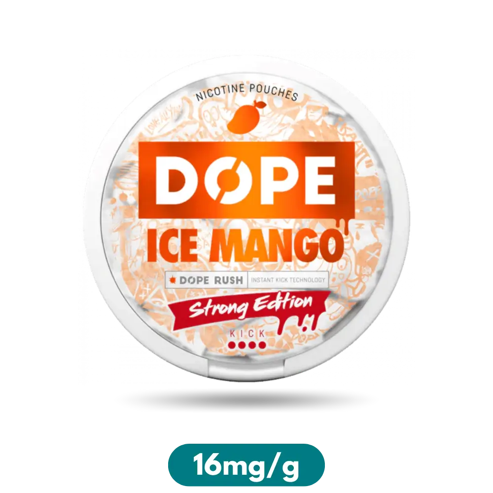 Dope Ice Mango Strong Edition Slim Nicotine Pouches Snus 16mg/g