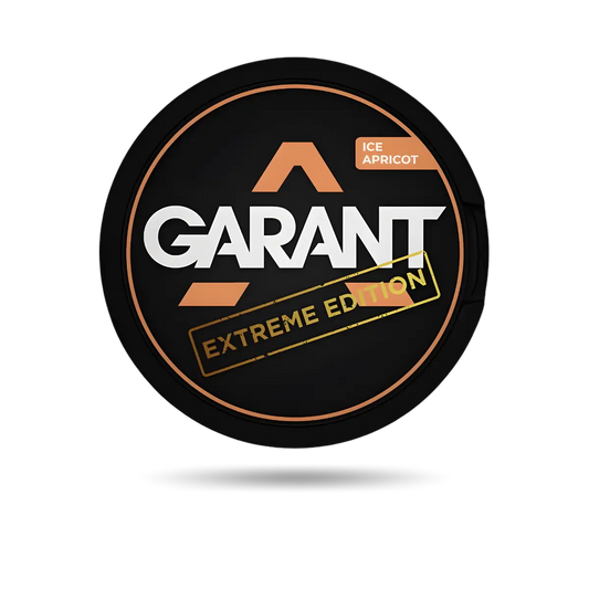 Garant Ice Apricot Snus Dose mit 27 Portionen und 50 mg/g Nikotin