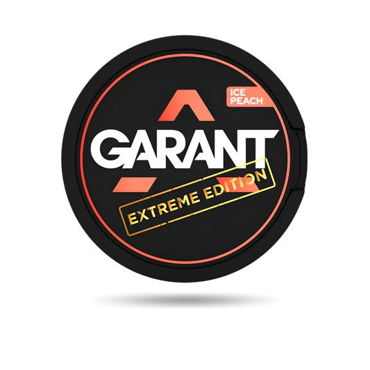 Garant Ice Peach Snus Dose mit 27 Portionen und 50 mg/g Nikotin
