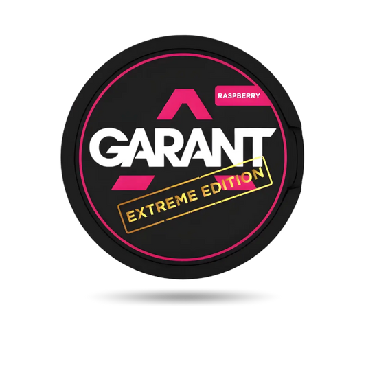 Garant Raspberry Snus Dose mit 27 Portionen und 50 mg/g Nikotin