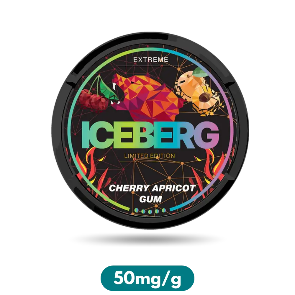 Iceberg Extreme Limited Edition Cherry Apricot Gum Slim Nicotine Pouches Snus 50mg/g