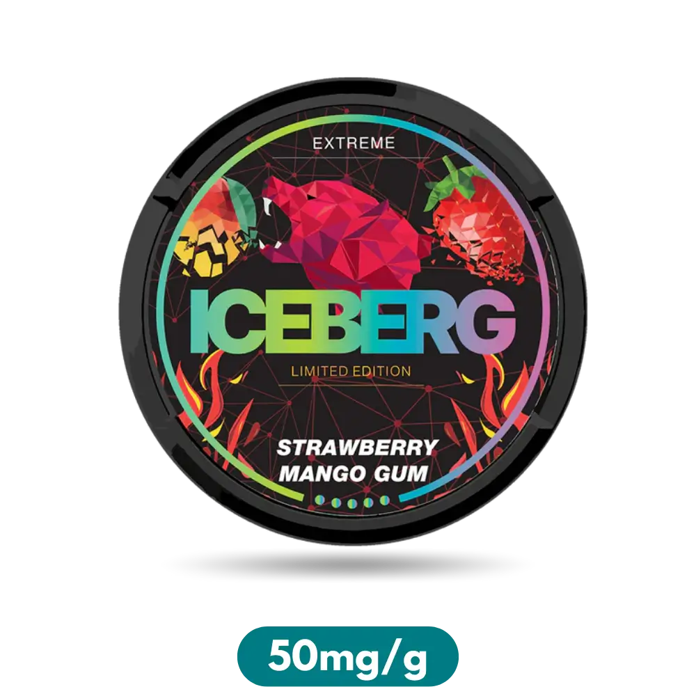 Iceberg Extreme Limited Edition Strawberry Mango Gum Slim Nicotine Pouches Snus 50mg/g