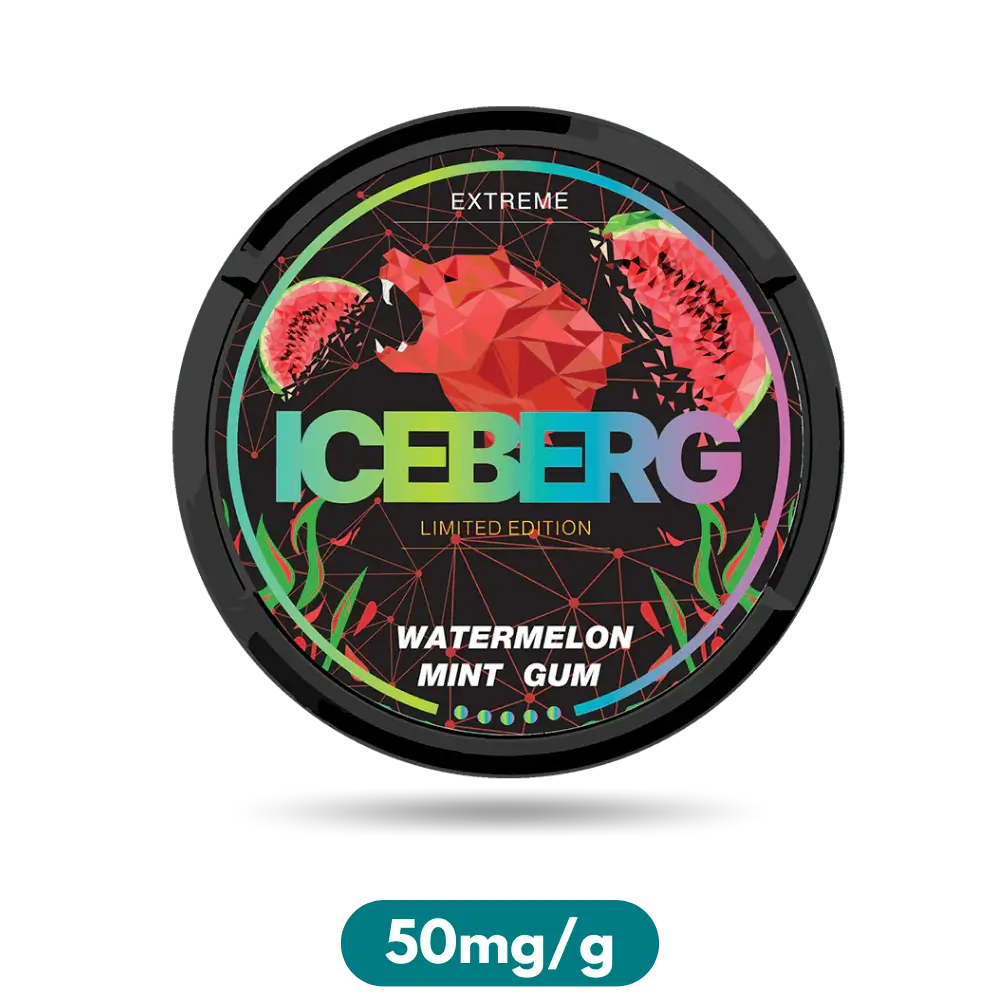 Iceberg Extreme Limited Edition Watermelon Mint Gum Slim Nicotine Pouches Snus 50mg/g