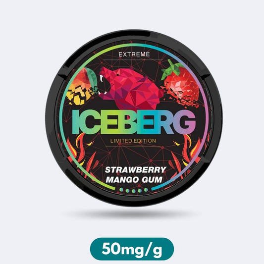 Iceberg Extreme Limited Edition Strawberry Mango Gum Slim Nicotine Pouches Snus 50mg/g