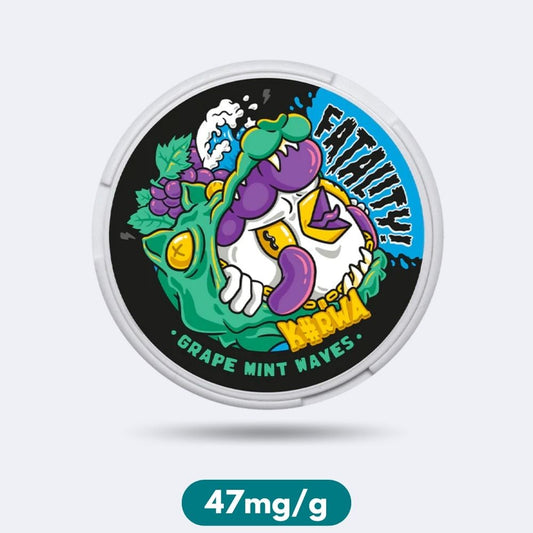 Kurwa Fatality Grape Mint Waves Slim Nicotine Pouches Snus 47mg/g