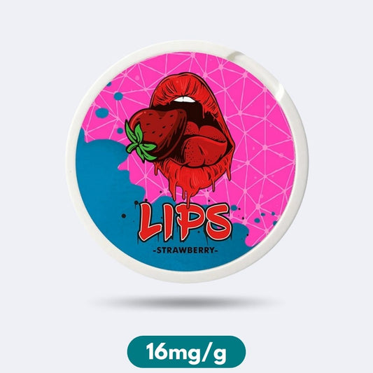 Lips Strawberry Slim Nicotine Pouches Snus 16mg/g
