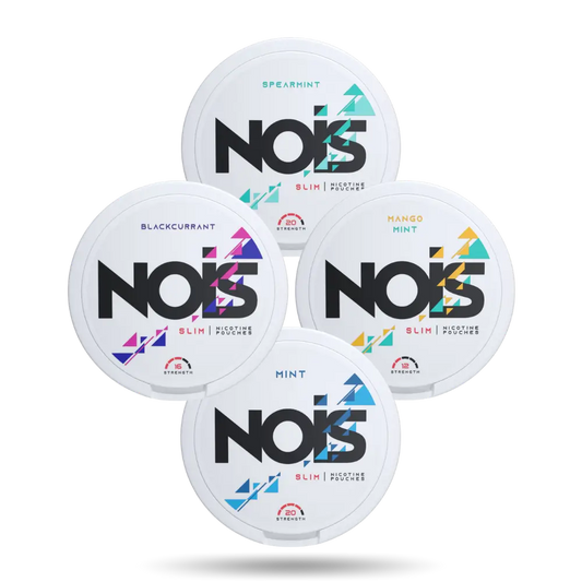 Nois-Combo-Pack, Spearmint, Blackcurrent, Mango Mint, Mint Slim Nicotine Pouches Snus