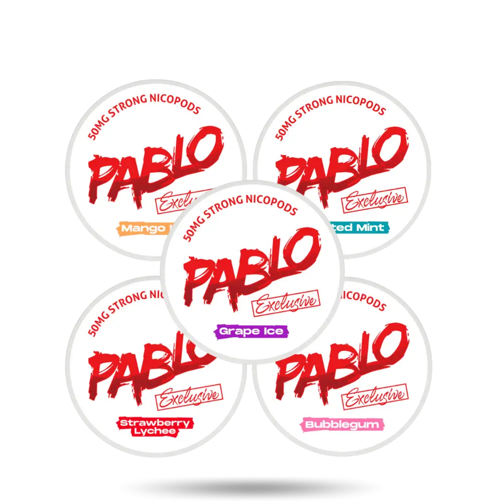 Pablo Exclusive Combo Pack 5 Dosen Mango Ice, Frosted Mint, Grape Ice, Strawberry Lychee, Bubblegum