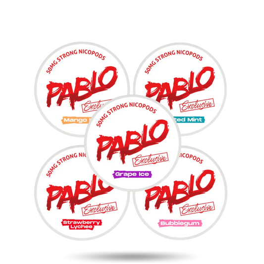 Pablo Exclusive Combo Pack 5 Dosen Mango Ice, Frosted Mint, Grape Ice, Strawberry Lychee, Bubblegum