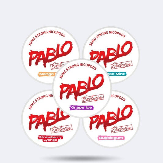 Pablo Exclusive Combo Pack 5 Dosen Mango Ice, Frosted Mint, Grape Ice, Strawberry Lychee, Bubblegum