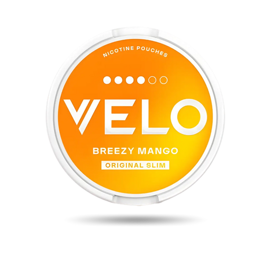 Velo Breezy Mango Original Snus Dose mit 20 Portionen und 14 mg/g Nikotin