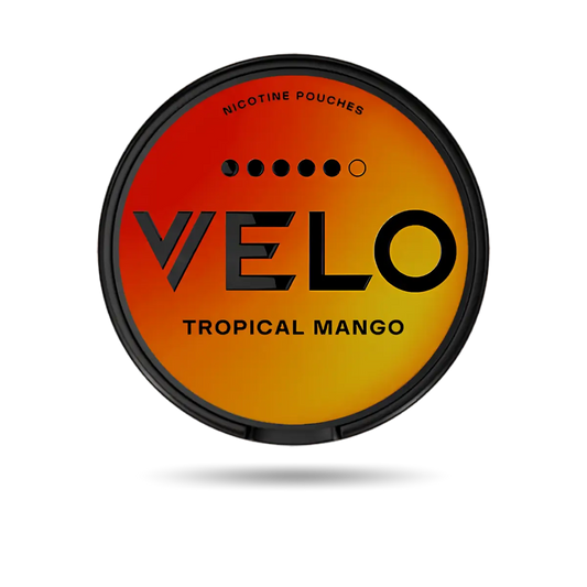 Velo Tropical Mango Snus Dose mit 20 Portionen und 20 mg/g Nikotin