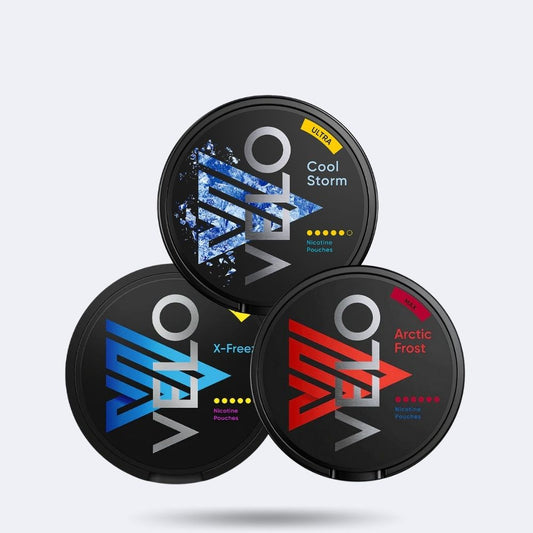 Velo Ultra Combo Pack Slim Snus Nicotine Pouches Cool Storm, X-Freeze, Arctic Frost