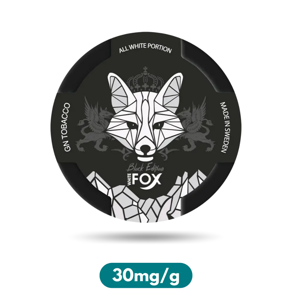 White Fox Black Edition All White Portion Slim Nicotine Pouches Snus 30mg/g