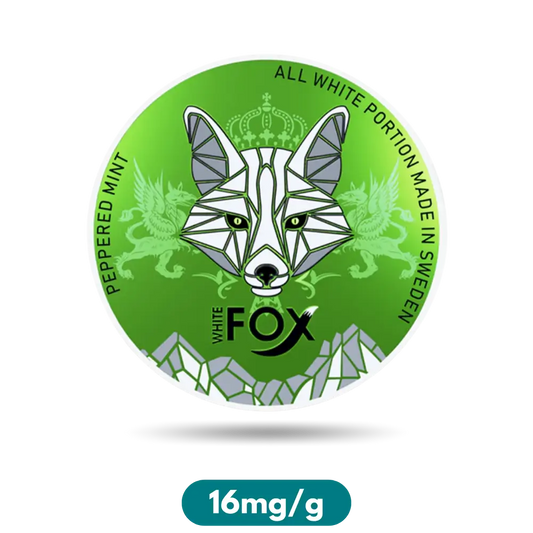 White Fox Peppered Mint Slim Nicotine Pouches Snus 16mg/g